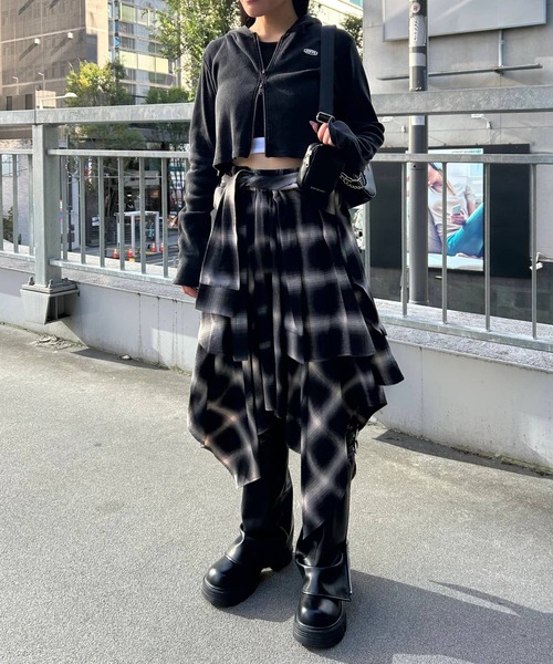 repipi armario（レピピ アルマリオ）の「チェックシャツレイヤーフウスカート（スカート・キッズ・ブルー/ブラック/ブラウン/レッド/ピンク/ブラック×ブルー/ブルー系その他・SMALL/LARGE/MEDIUM）」の8枚目の写真