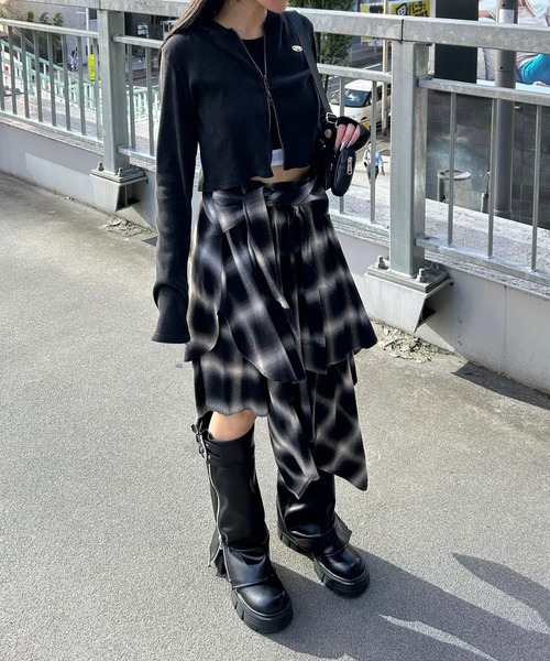 repipi armario（レピピ アルマリオ）の「チェックシャツレイヤーフウスカート（スカート・キッズ・ブルー/ブラック/ブラウン/レッド/ピンク/ブラック×ブルー/ブルー系その他・SMALL/LARGE/MEDIUM）」の9枚目の写真
