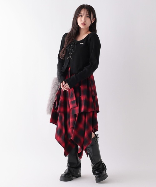repipi armario（レピピ アルマリオ）の「チェックシャツレイヤーフウスカート（スカート・キッズ・ブルー/ブラック/ブラウン/レッド/ピンク/ブラック×ブルー/ブルー系その他・SMALL/LARGE/MEDIUM）」の22枚目の写真