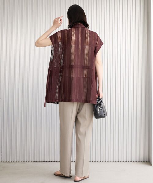 セール】幾何学レースウエストドロストフレンチスリーブジャケット