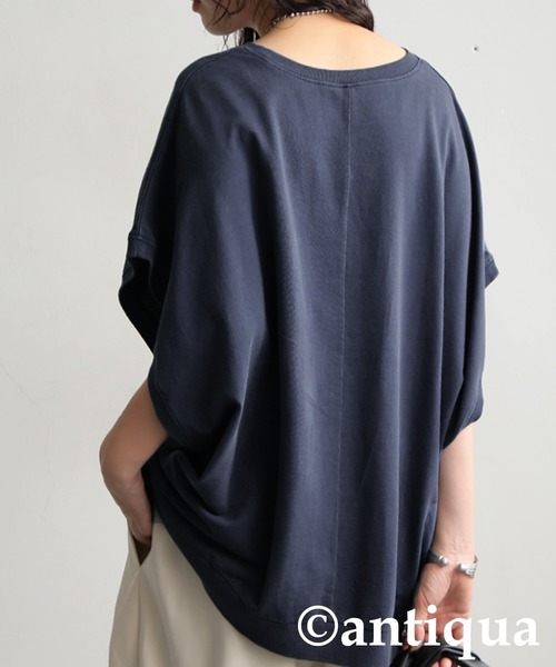 antiqua(アンティカ)の「ヴィンテージ風ミニ裏毛Tシャツ(Tシャツ/カットソー・レディース・ブラック/グレイッシュベージュ/ダークグレー/ネイビー・ONESIZE)」の19枚目の写真