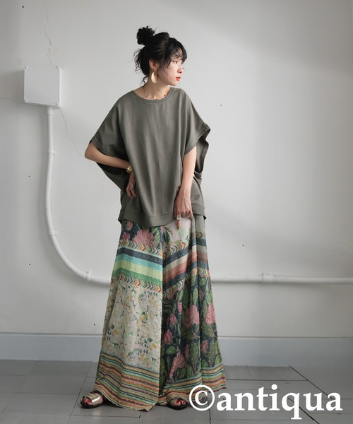 antiqua(アンティカ)の「ヴィンテージ風ミニ裏毛Tシャツ(Tシャツ/カットソー・レディース・ブラック/グレイッシュベージュ/ダークグレー/ネイビー・ONESIZE)」の14枚目の写真