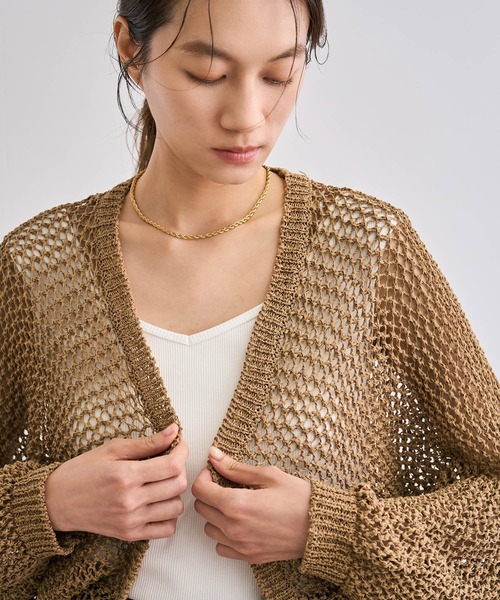 ROPE' / ロペ 【洗える】テープヤーンメッシュニットボレロ 洗える】テープヤーンメッシュニットボレロ（カーディガン