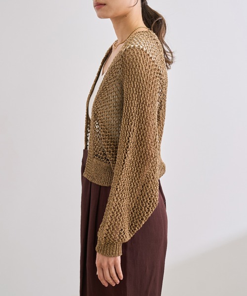 ROPE'(ロペ)の「【洗える】テープヤーンメッシュニットボレロ(カーディガン/ボレロ・レディース・ブラック/ベージュ・FREE)」の4枚目の写真