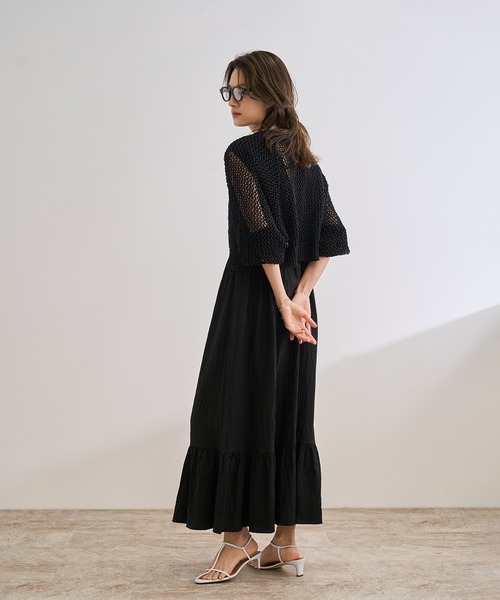 ROPE'(ロペ)の「【洗える】テープヤーンメッシュニットボレロ(カーディガン/ボレロ・レディース・ブラック/ベージュ・FREE)」の16枚目の写真