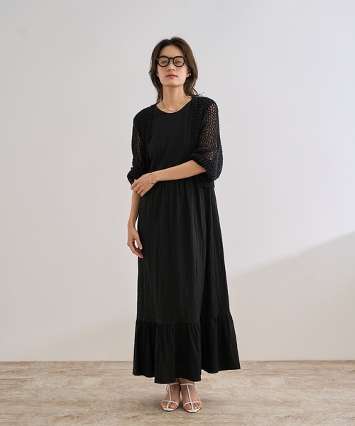 ROPE'(ロペ)の「【洗える】テープヤーンメッシュニットボレロ(カーディガン/ボレロ・レディース・ブラック/ベージュ・FREE)」の17枚目の写真