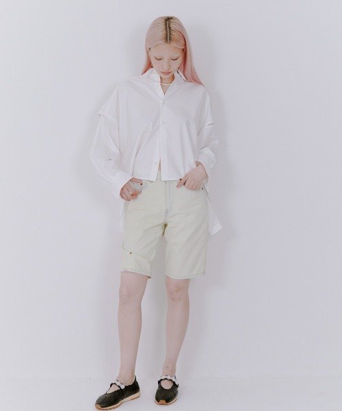 UJOH（ウジョー）の「UJOH(ウジョー)　Sliit sleeve 別注シャツ（シャツ/ブラウス・レディース・ブラック/ホワイト・2）」の13枚目の写真