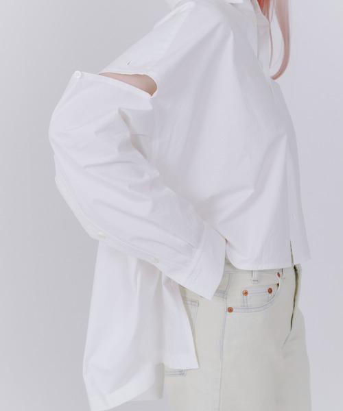 UJOH（ウジョー）の「UJOH(ウジョー)　Sliit sleeve 別注シャツ（シャツ/ブラウス・レディース・ブラック/ホワイト・2）」の19枚目の写真