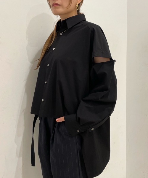 UJOH（ウジョー）の「UJOH(ウジョー)　Sliit sleeve 別注シャツ（シャツ/ブラウス・レディース・ブラック/ホワイト・2）」の11枚目の写真