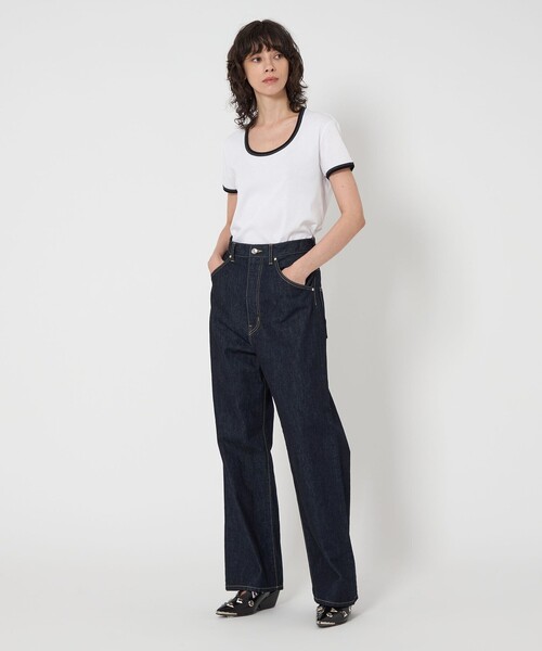 ASTRAET（アストラット）の「＜ASTRAET＞ロングポット デニムパンツ ワンウォッシュ UNISEX（デニムパンツ・レディース・ネイビー・1/00/2）」の3枚目の写真