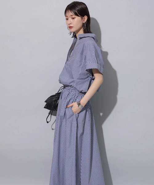 エアードロストワンピースアルページュストーリー半額以上値下げ！ 店舗限定》半袖ドロストシャツワンピース | ワンピース | Arpege