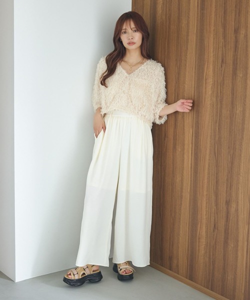 mysty woman（ミスティウーマン）の「セミシアーイージーワイドパンツ 586725（その他パンツ・レディース・オフホワイト/グレー系その他/ブラウン・FREE）」の11枚目の写真