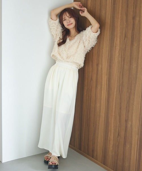 mysty woman（ミスティウーマン）の「セミシアーイージーワイドパンツ 586725（その他パンツ・レディース・オフホワイト/グレー系その他/ブラウン・FREE）」の10枚目の写真