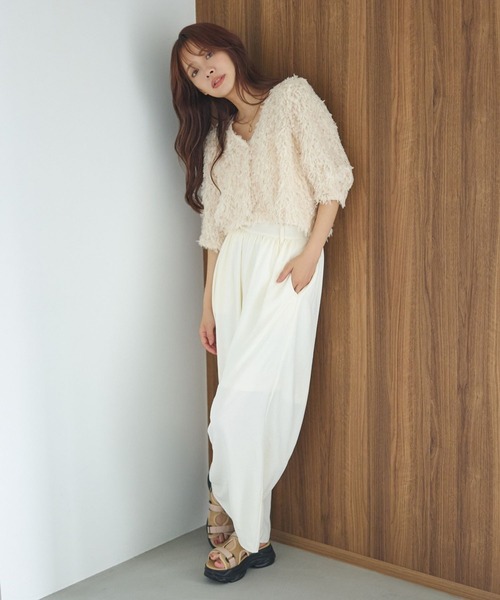 mysty woman（ミスティウーマン）の「セミシアーイージーワイドパンツ 586725（その他パンツ・レディース・オフホワイト/グレー系その他/ブラウン・FREE）」の8枚目の写真