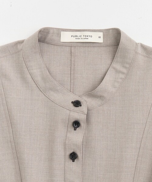 PUBLIC TOKYO(パブリックトウキョウ)の「ショルダータックノースリワンピ(シャツワンピース・レディース・ダークグレー/ライトグレー・1/2)」の7枚目の写真