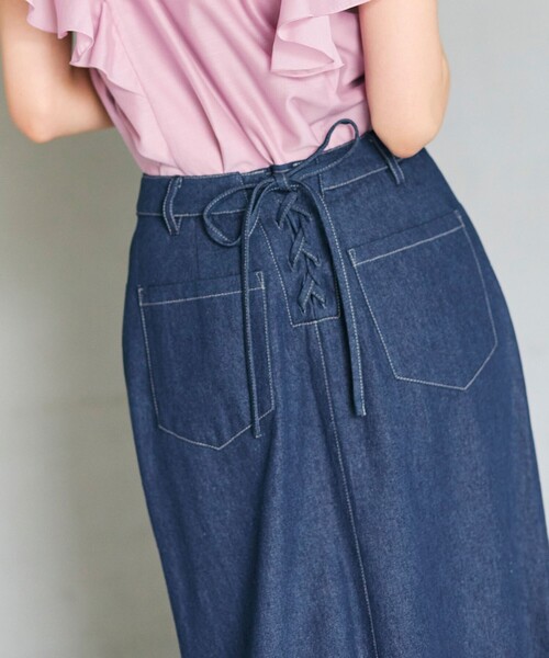 Feroux(フェルゥ)の「レースアップマーメイド スカート(スカート・レディース・ベージュ系/ネイビー系・X-SMALL/MEDIUM/SMALL)」の6枚目の写真