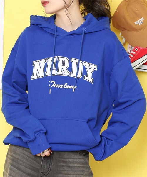 NERDY（ノルディ）の「アウトラインアーチロゴフーディー（パーカー・メンズ・パープル/ブルー/グレー・M/SS/S/L）」の15枚目の写真