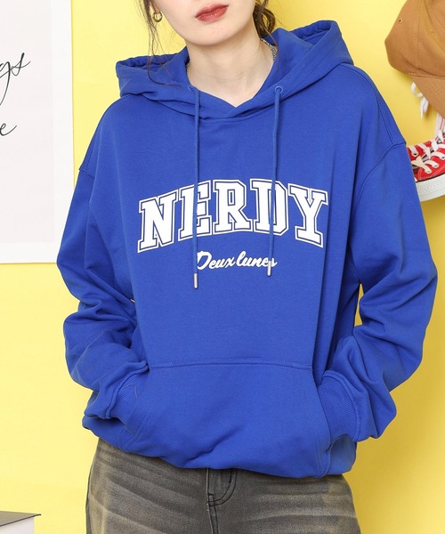 NERDY（ノルディ）の「アウトラインアーチロゴフーディー（パーカー・メンズ・パープル/ブルー/グレー・M/SS/S/L）」の16枚目の写真