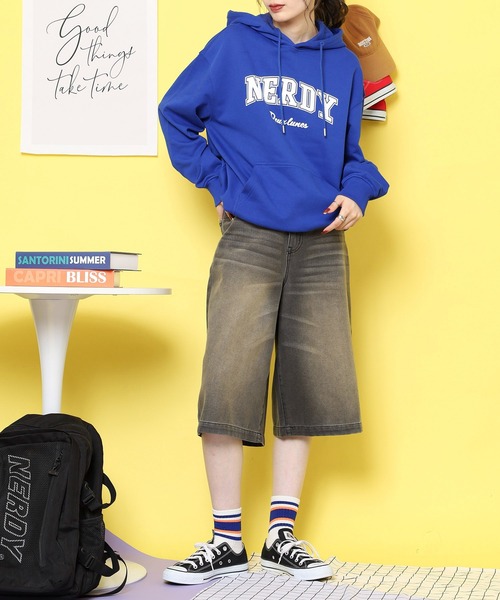 NERDY（ノルディ）の「アウトラインアーチロゴフーディー（パーカー・メンズ・パープル/ブルー/グレー・M/SS/S/L）」の19枚目の写真