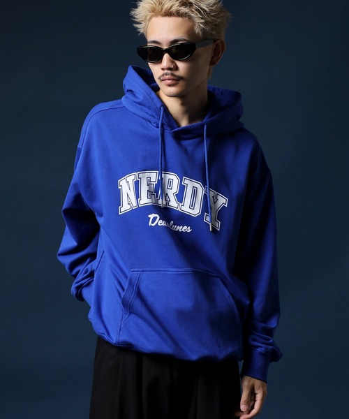 NERDY（ノルディ）の「アウトラインアーチロゴフーディー（パーカー・メンズ・パープル/ブルー/グレー・M/SS/S/L）」の20枚目の写真