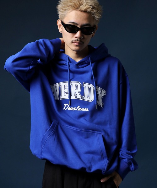 NERDY（ノルディ）の「アウトラインアーチロゴフーディー（パーカー・メンズ・パープル/ブルー/グレー・M/SS/S/L）」の21枚目の写真