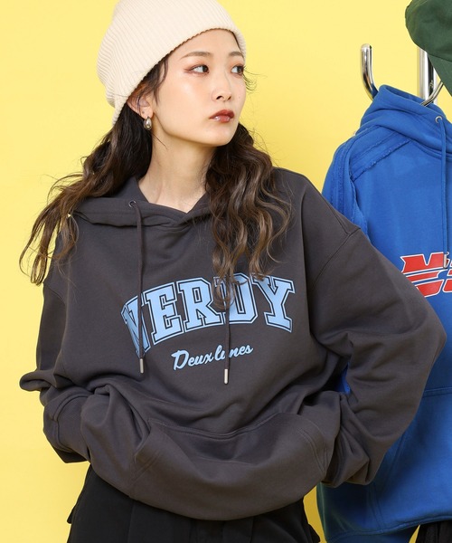 NERDY（ノルディ）の「アウトラインアーチロゴフーディー（パーカー・メンズ・パープル/ブルー/グレー・M/SS/S/L）」の5枚目の写真