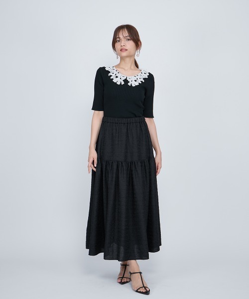 QUEENS COURT（クイーンズコート）の「ポコポコティアードスカート≪洗濯機で洗える≫（スカート・レディース・イエロー/オフホワイト/ブラック・M）」の22枚目の写真