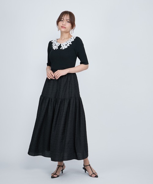 QUEENS COURT（クイーンズコート）の「ポコポコティアードスカート≪洗濯機で洗える≫（スカート・レディース・イエロー/オフホワイト/ブラック・M）」の21枚目の写真