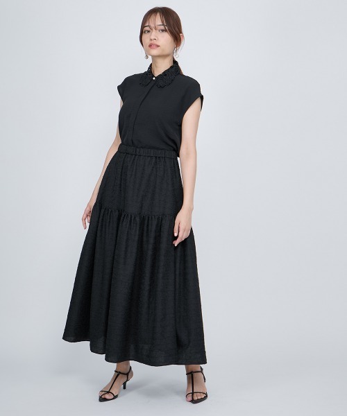 QUEENS COURT（クイーンズコート）の「ポコポコティアードスカート≪洗濯機で洗える≫（スカート・レディース・イエロー/オフホワイト/ブラック・M）」の19枚目の写真