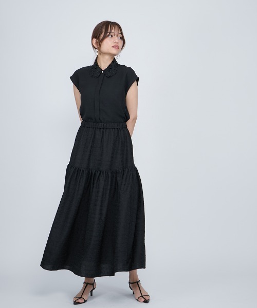 QUEENS COURT（クイーンズコート）の「ポコポコティアードスカート≪洗濯機で洗える≫（スカート・レディース・イエロー/オフホワイト/ブラック・M）」の18枚目の写真