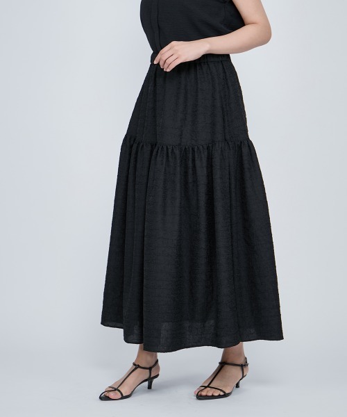 QUEENS COURT（クイーンズコート）の「ポコポコティアードスカート≪洗濯機で洗える≫（スカート・レディース・イエロー/オフホワイト/ブラック・M）」の16枚目の写真