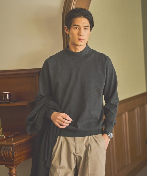 GLOBAL WORK（グローバルワーク）の「モックネックニットプルオーバー/Salon de GW/571728（ニット/セーター・メンズ・ブラック/ブラウン/杢グレー・SMALL/MEDIUM/LARGE/X-LARGE）」の2枚目の写真