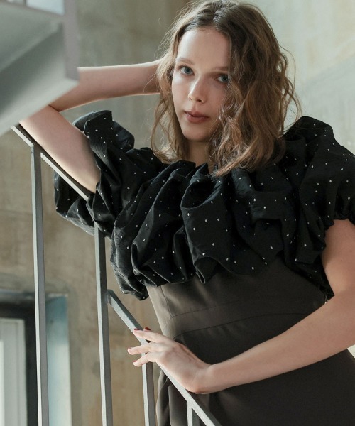 DONOBAN(ドノバン)の「【ANDRESD】cloud-like volume tops セレモニー 結婚式 二次会 同窓会 成人式 入学式 卒業式 お呼ばれ パーティードレス オケージョンドレス(ワンピース・レディース・ブラック・M)」の5枚目の写真