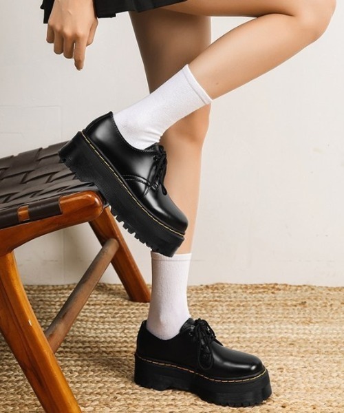 yuue' ( wear )(ユーイ)の「厚底レースアップローファー/トラックソールシューズ(ローファー・レディース・ブラック・23.5cm/24.5cm/24.0cm/23.0cm)」の6枚目の写真