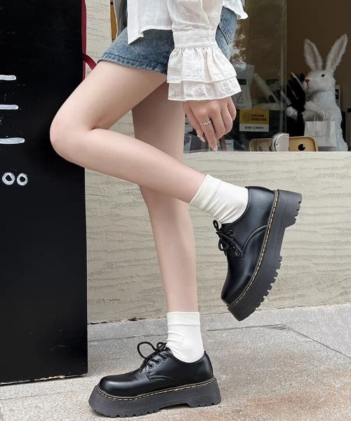 yuue' ( wear )(ユーイ)の「厚底レースアップローファー/トラックソールシューズ(ローファー・レディース・ブラック・23.5cm/24.5cm/24.0cm/23.0cm)」の11枚目の写真