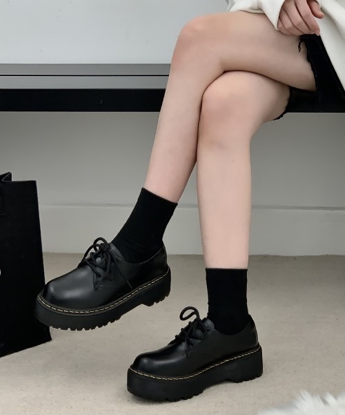 yuue' ( wear )(ユーイ)の「厚底レースアップローファー/トラックソールシューズ(ローファー・レディース・ブラック・23.5cm/24.5cm/24.0cm/23.0cm)」の14枚目の写真