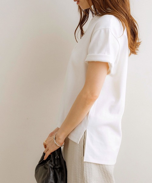tシャツ 「NOAHL」「accoさんコラボ」ストレッチコットンヘンリーネックTシャツ レディース NOAHL】《accoさんコラボ》ストレッチコットンヘンリーネックT