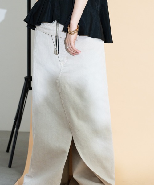 MIDVEIN(ミッドヴェイン)の「Remake like denim SK(デニムスカート・レディース・インディゴブルー/ベージュ/サックスブルー・FREE)」の14枚目の写真