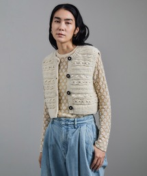 【WEB限定】クロップドパターンハンドニットジレ