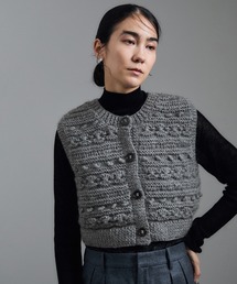 SALON adam et rope' | 【WEB限定】クロップドパターンハンドニットジレ(ベスト)