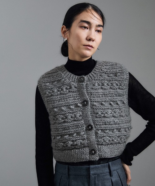 セール】【WEB限定】クロップドパターンハンドニットジレ（ベスト