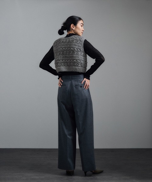 セール】【WEB限定】クロップドパターンハンドニットジレ（ベスト