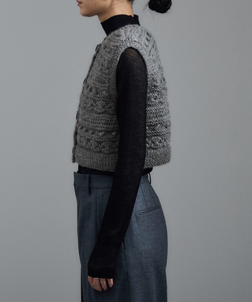 セール】【WEB限定】クロップドパターンハンドニットジレ（ベスト