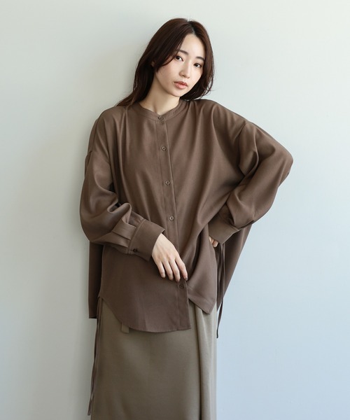 select MOCA Et(セレクトモカエト)の「【Et】Side Shirring Band Collar Shirt(シャツ/ブラウス・レディース・ブラウン/チャコール・FREE)」の18枚目の写真