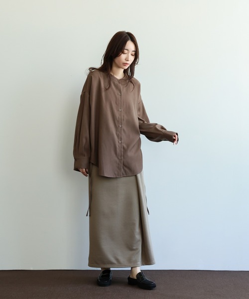 select MOCA Et(セレクトモカエト)の「【Et】Side Shirring Band Collar Shirt(シャツ/ブラウス・レディース・ブラウン/チャコール・FREE)」の22枚目の写真