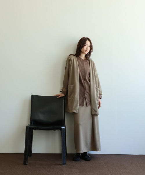 select MOCA Et(セレクトモカエト)の「【Et】Side Shirring Band Collar Shirt(シャツ/ブラウス・レディース・ブラウン/チャコール・FREE)」の16枚目の写真