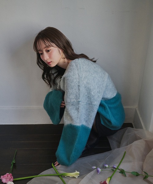 mideal（マイディール）の「nuance knit pullover / ニュアンスニットブルオーバー（ニット/セーター・レディース・ブルー/オレンジ/オリーブ・FREE）」の15枚目の写真