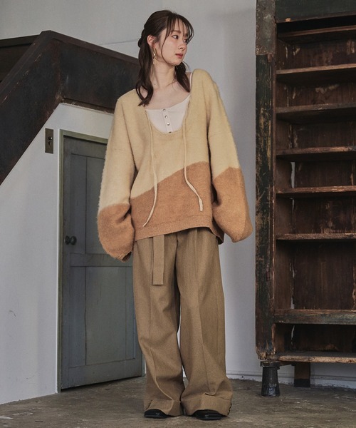 mideal（マイディール）の「nuance knit pullover / ニュアンスニットブルオーバー（ニット/セーター・レディース・ブルー/オレンジ/オリーブ・FREE）」の21枚目の写真