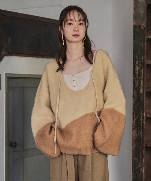 mideal（マイディール）の「nuance knit pullover / ニュアンスニットブルオーバー（ニット/セーター・レディース・ブルー/オレンジ/オリーブ・FREE）」の17枚目の写真