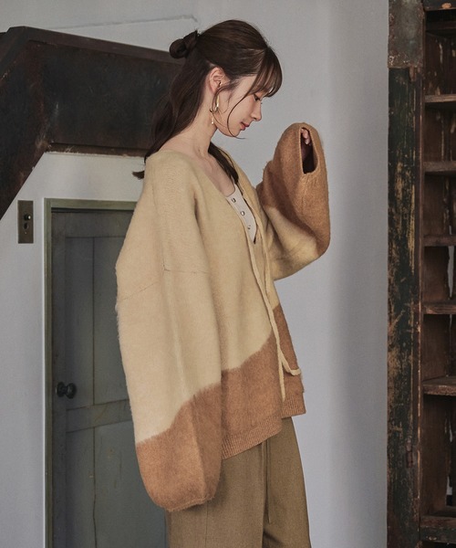 mideal（マイディール）の「nuance knit pullover / ニュアンスニットブルオーバー（ニット/セーター・レディース・ブルー/オレンジ/オリーブ・FREE）」の18枚目の写真